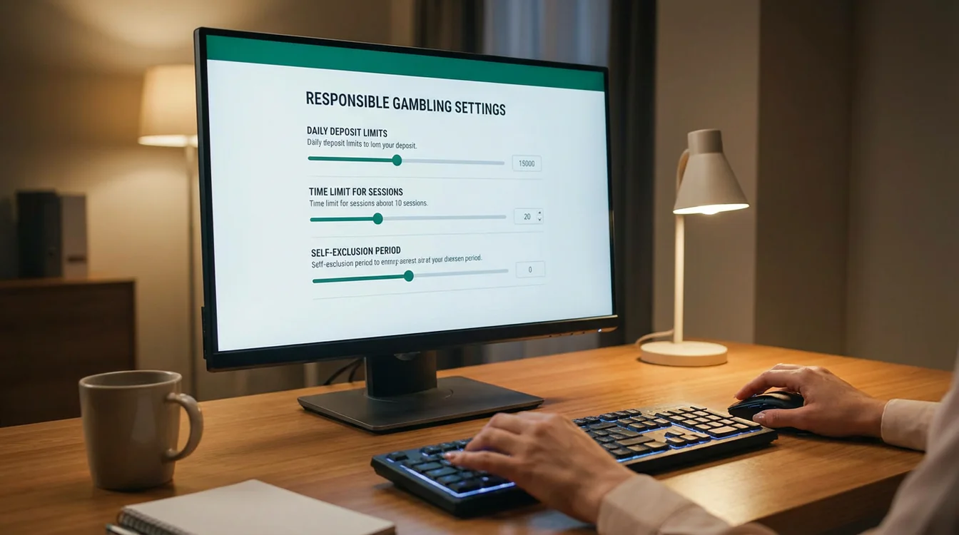 Interface de definição de limites de apostas num ecrã de computador
