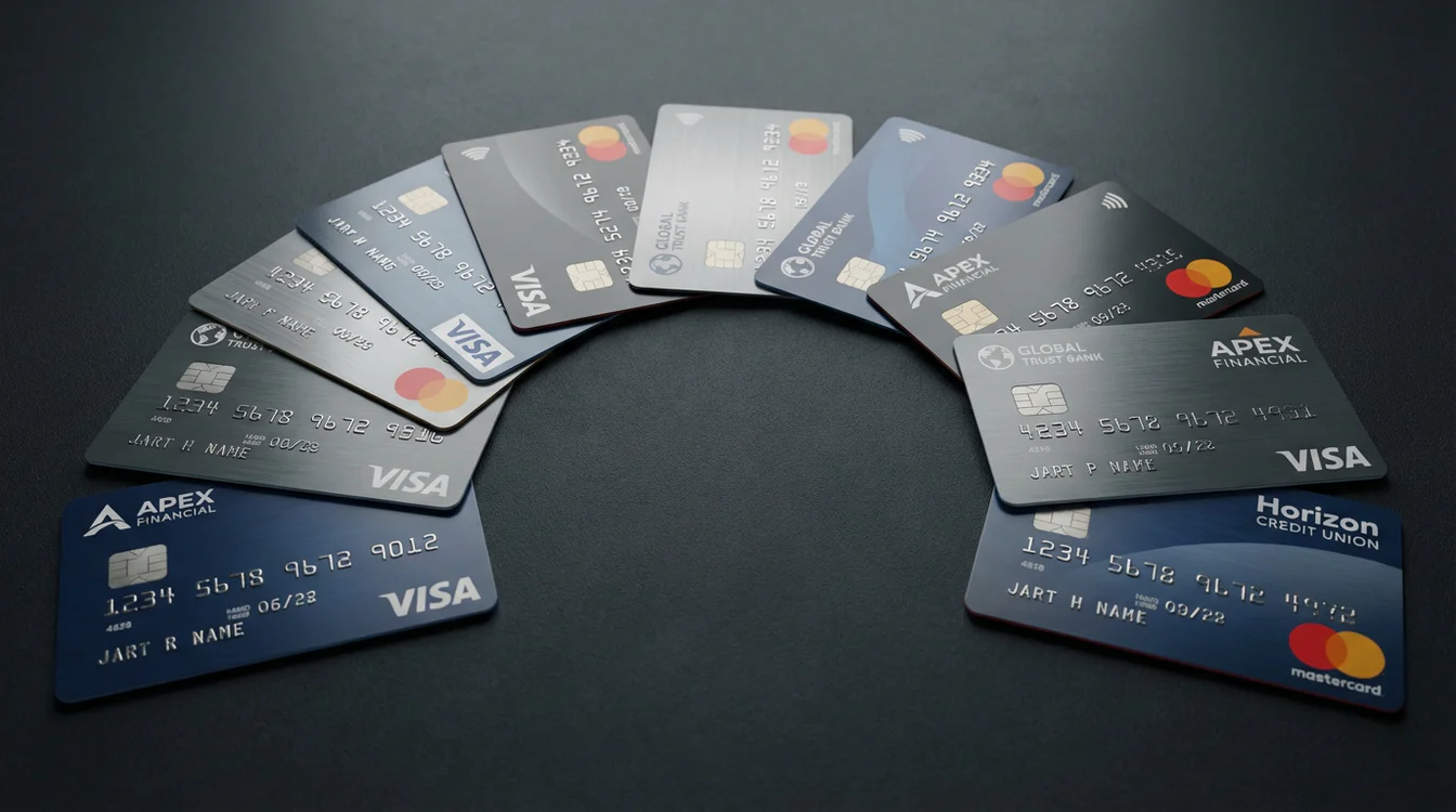 Cartões de débito e crédito Visa e Mastercard sobre uma superfície elegante