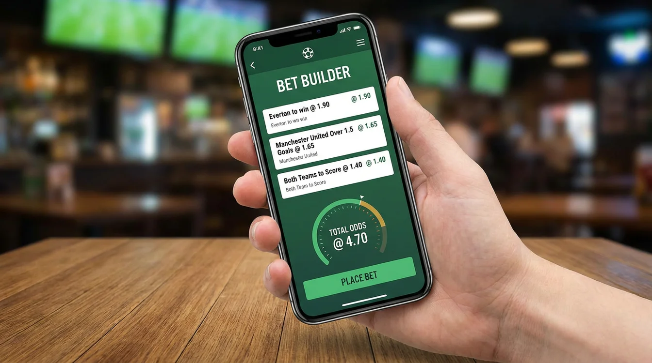 Ecrã de aplicação de apostas mostrando cálculo de odds combinadas